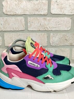 Adidas Multicolor Falcon Sneakers - Women Size 6.5 Retro Athletic 90s